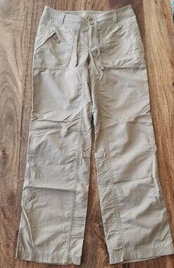 The North Face Tekware Pants Womens 6 Beige Nylon Cargo Roll Tab Hiking Travel
